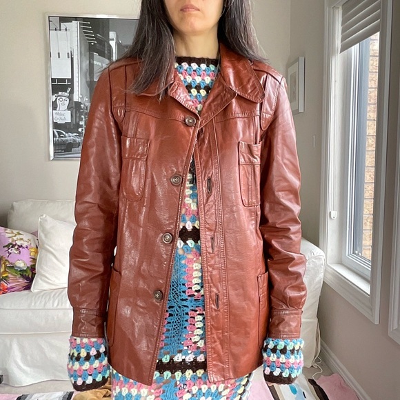 Vintage caramel leather jacket - Picture 8 of 17